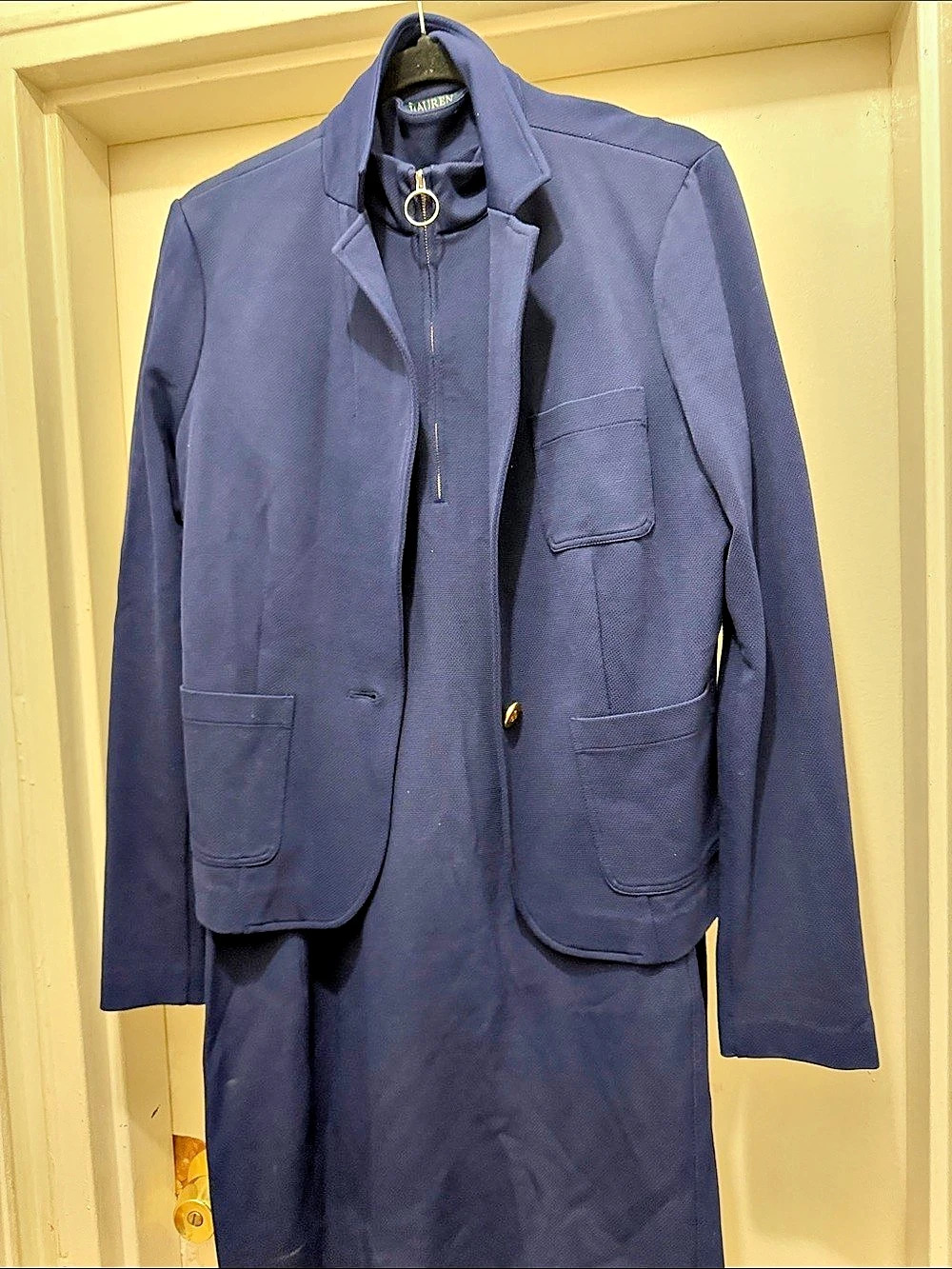 Lauren Ralph Lauren Two-Piece Blazer Dress Set in Blue Size Large Like New